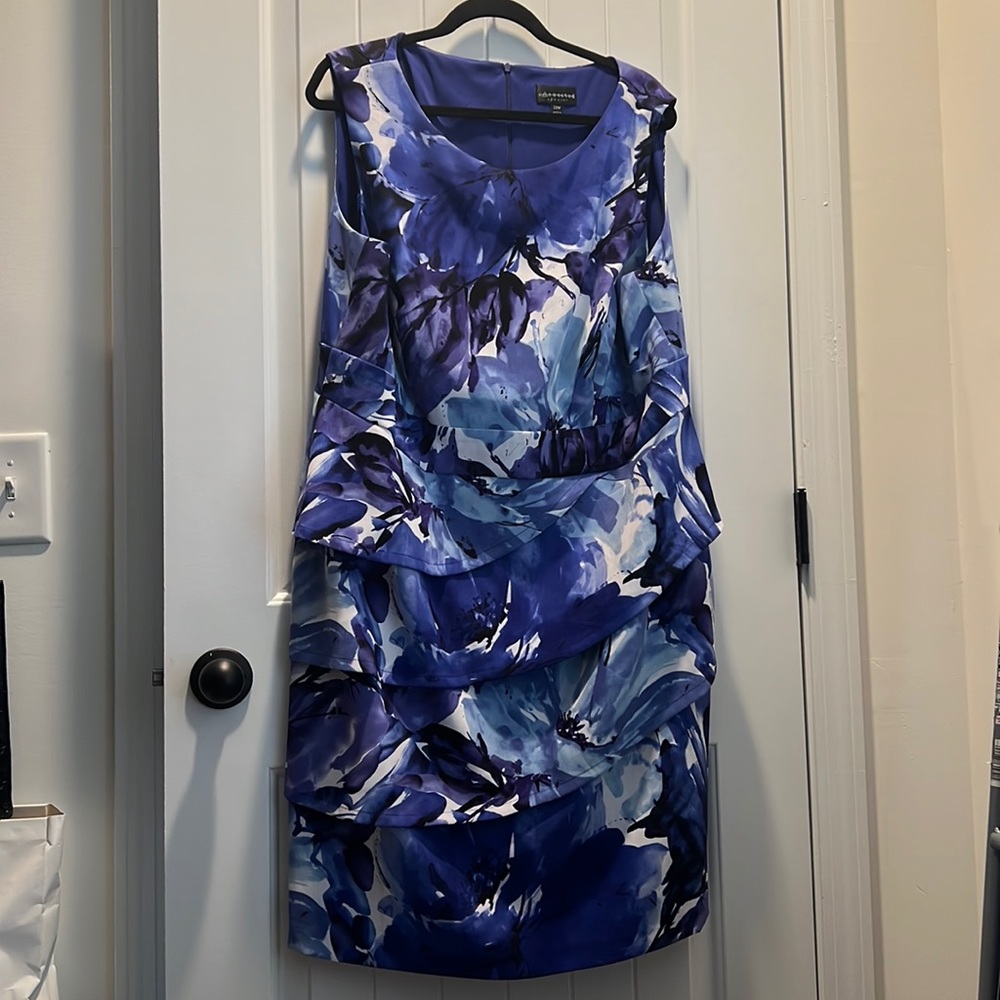 Beautiful Blue Flower Dress- Connected Apparel- 20W